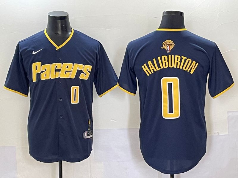 Men 2025 Indiana Pacers 0 Haliburton Blue Joint Name NBA Jersey style 21